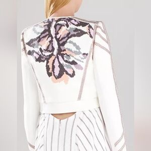 Bnwt!! Embroidered White Jacket with Floral Design Sz Xs